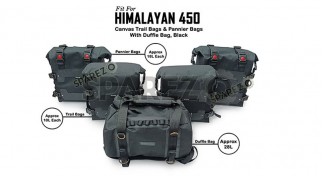 Fit For Royal Enfield Himalayan 450 Canvas Trail Pannier Bags And Duffle Bag Black